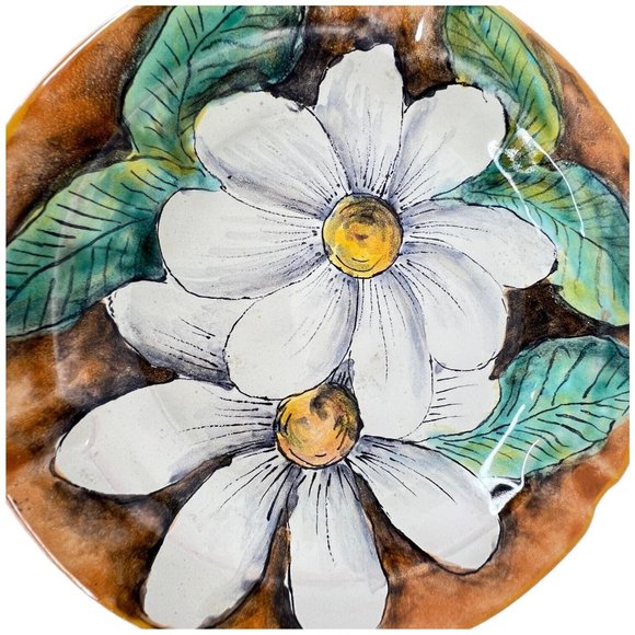 Mayolica Santa Rosa Guanajuato Mexico Ashtray Hand Painted Art Pottery Floral - Picture 5 of 9